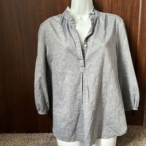 TROVATA Birds of Paradise Linen Blend Top